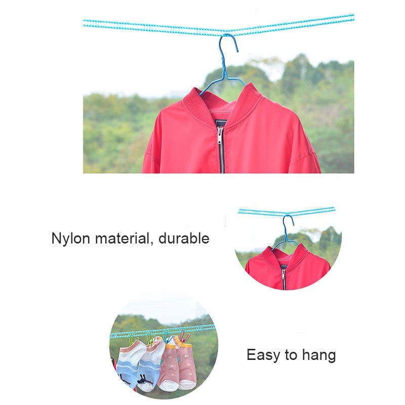 Nylon Clotheslines Hanging Rope Drying Clothes Dryer Non-slip Windproof for Outdoor 3/5/8/10 Meters Clotheslines Organization