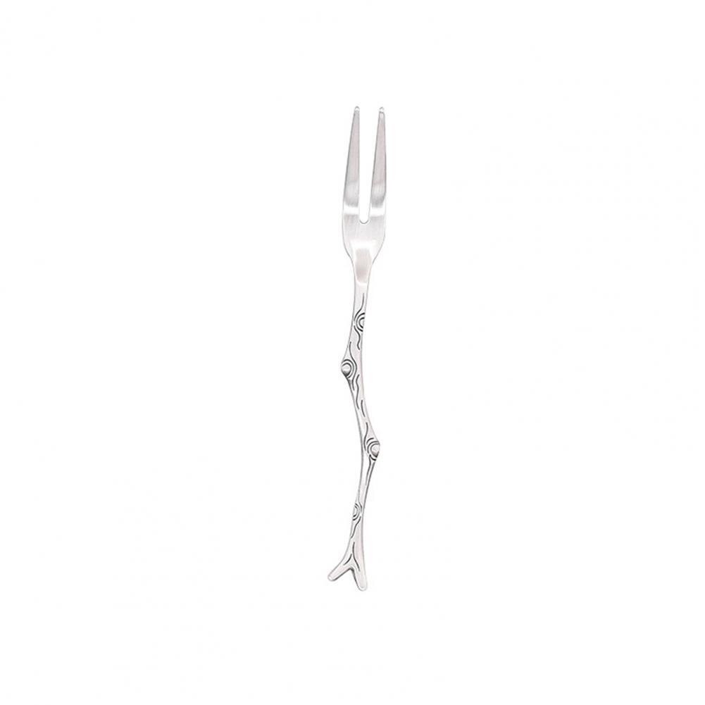 Dinner Knife Stainless Steel Dinner Spoon Anti-deform Multi-use Unique Practical Tree Branch Shape Dinner Spoon Table Fork: Silver Fork