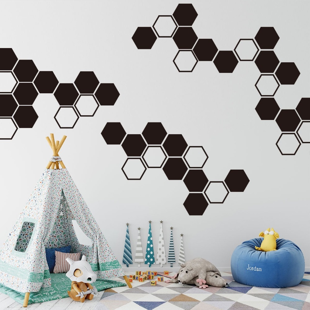 39 ks samolepky na stenu dutého šesťuholníka geometrického tvaru do detskej izby 6.5*7.5cm domáce dekorácie spálňa tv pohovka na stenu vinylové nálepky na stenu