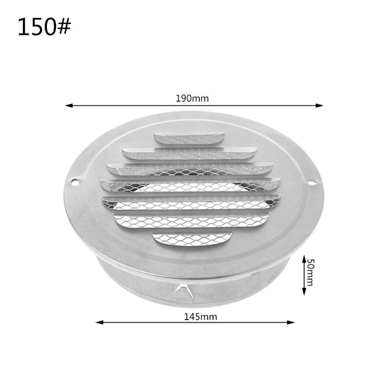 TTLIFE Stainless Steel Exterior Wall Air Vent Grille Round Ducting Ventilation Grilles 70/80/100/120mm Air Vent: 150