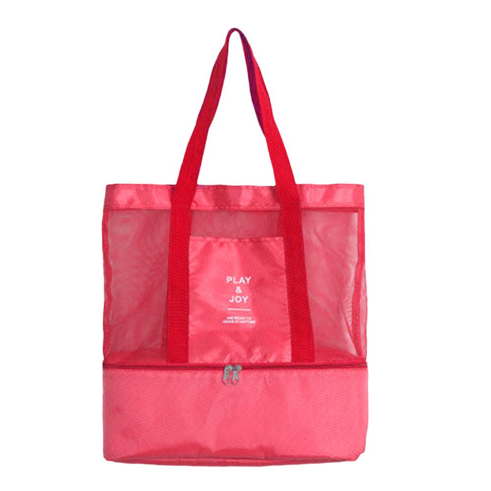 Hohe Kapazität Frauen Mesh Transparent Tasche Doppel-schicht Wärme Erhaltung Große Picknick Strand Taschen Frauen Tasche Schulter Sommer