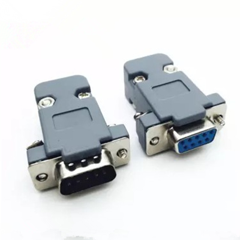 5Set RS232 serial port connector DB9 female socket Plug connector 9 Pin copper RS232 COM adapter with Plastic Case DIY
