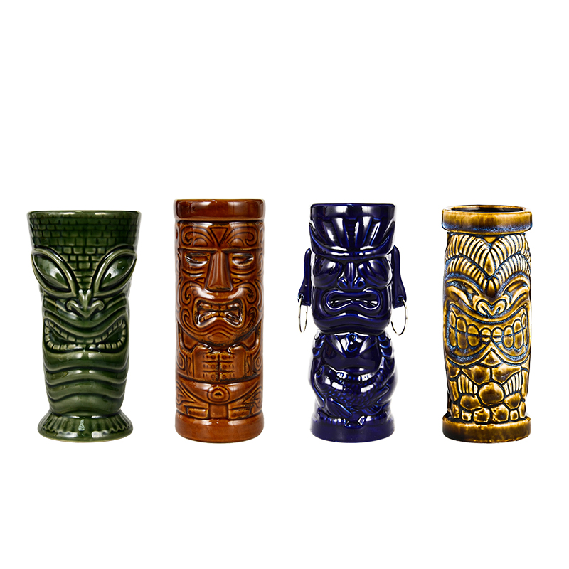 400ml Ceramic Tiki Cup Hawaii Cocktail Glass Cool Drinks Pirate Soldier AimarMaui Idol Wine Glass Carving Culture Cup