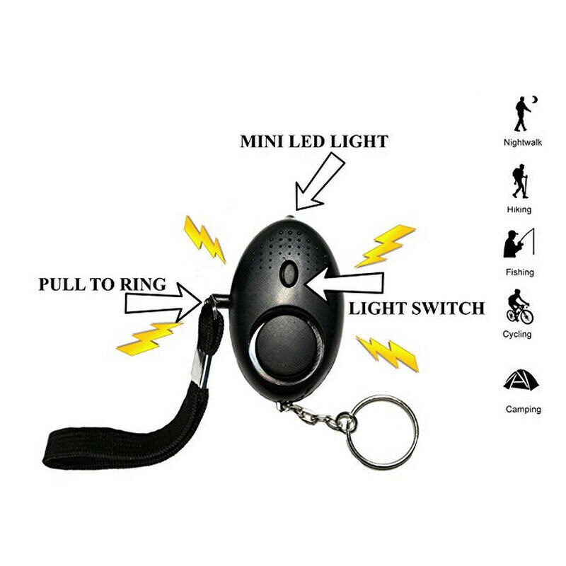 2 PCS Personal Alarm Rape Attack Panic Security 140dB Loud LED Keyring Alarms