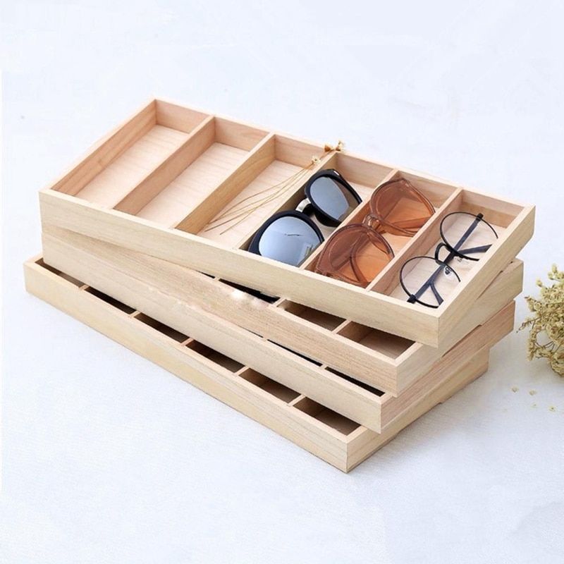 Brille display organisator briller display boks solbriller opbevaring tilfælde tilpasset trækasse til