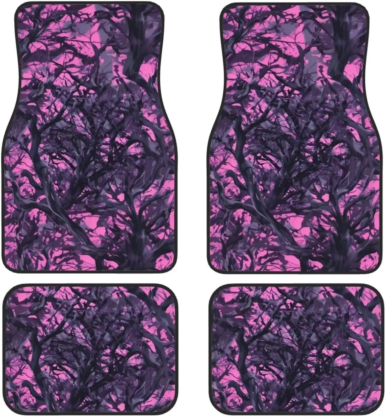 4 Uds alfombrillas de coche alfombras Rosa flor de cerezo Protector de suelo de coches para alfombra negro lindo Floral antideslizante alfombrillas traseras de coche: Oro