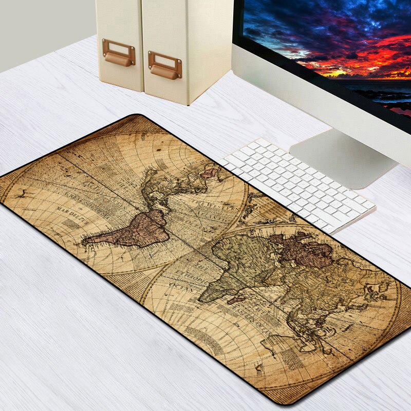 World Map Mouse Pad Rubber Mouse Mat Large Gaming Mousepad Gamer Speed XXL Anti-slip Locking Edge Desk Map Pad For PC Keyboard