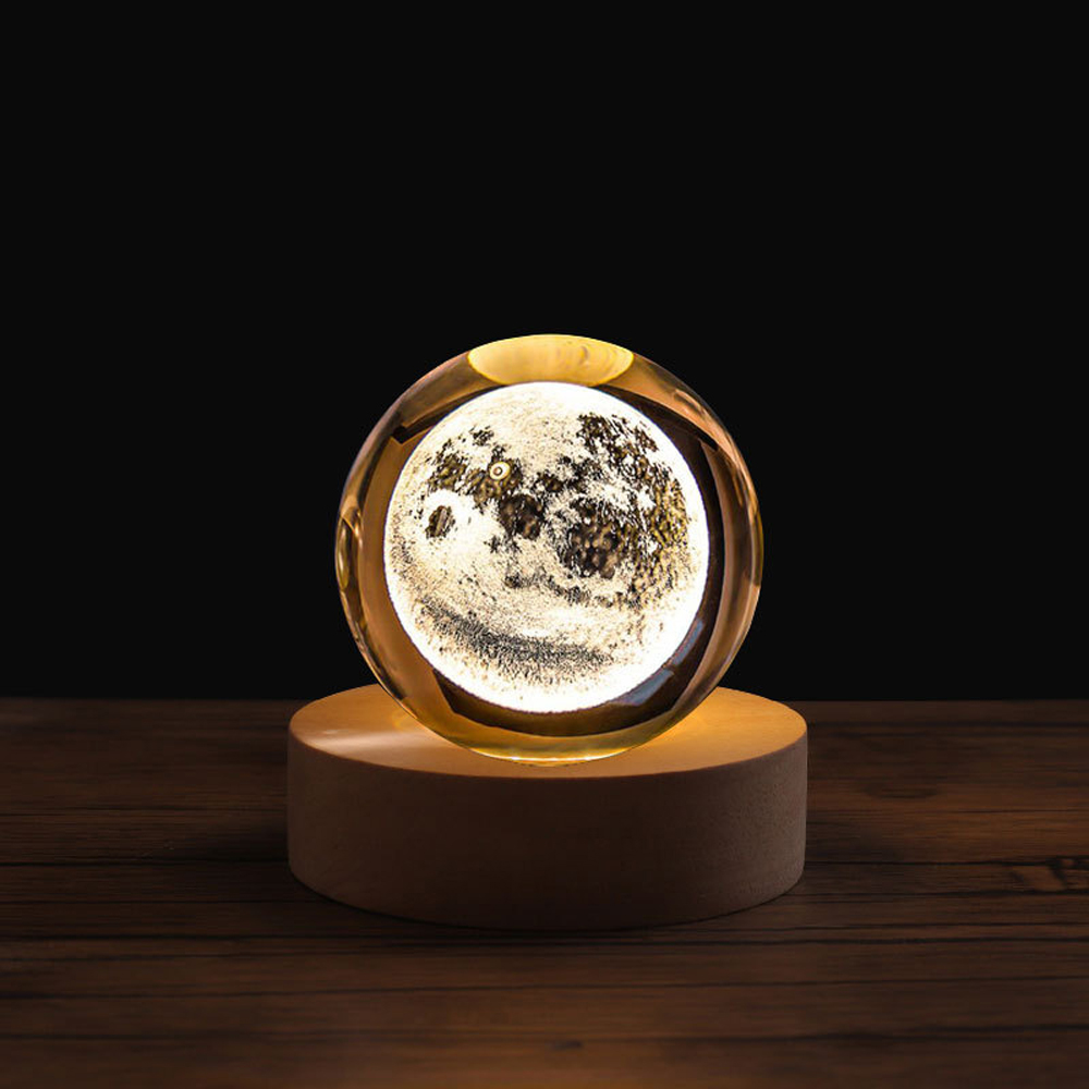 Aesthetic Moon Crystal Sphere Clear Glass Galaxy Globe Night Light Crystal Ball Lamp Desktop Decoration Home Ornament: DEEP BLUE