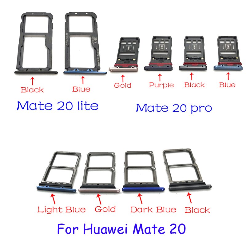 Für Huawei Mate 20 Lite Pro X 20X Micro Nano SIM Karte Halter Tray Slot Halter Adapter Buchse