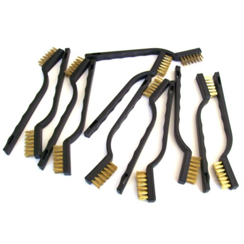 12 X Wire Brush Mini Micro Steel Brass DIY Paint Rust Remover Removal Metal