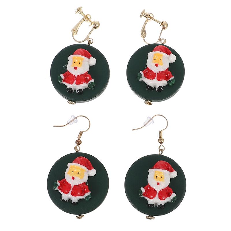 2 Pairs Kerst Thema Vrouw Oorbel Modieuze Legering Kerstboom Oorbellen Cartoon Bell Kerstman Stud Oorbellen: Style 11