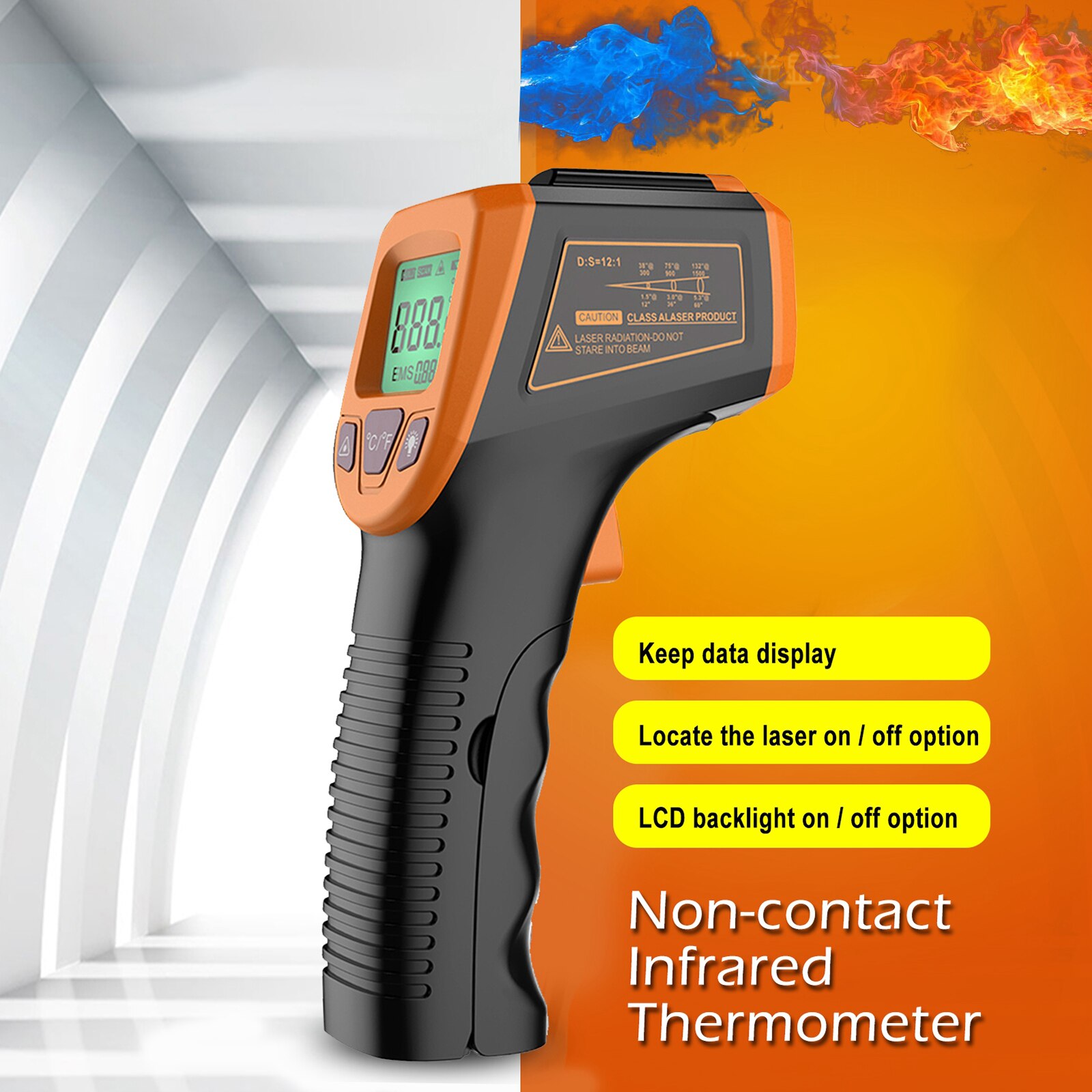 DIGITAL INFRARED NON- IR THERMOMETER LCD HIGH TEMPERATURE METER