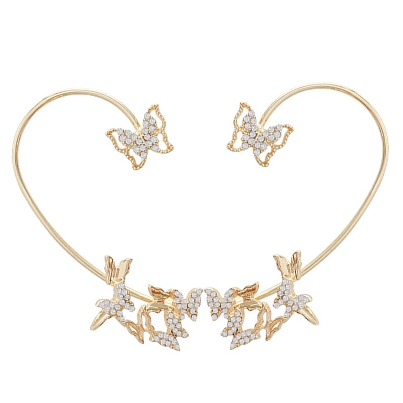 Unieke Rhinestone Vlinder Oorbellen Mini Geen Piercing Oor Clip Voor Vrouwen Meisje 2.32x1.25inch