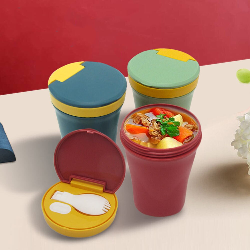 450ML Microwaveable Soup Cup Soup Container with Lid Spoon for Friends Family