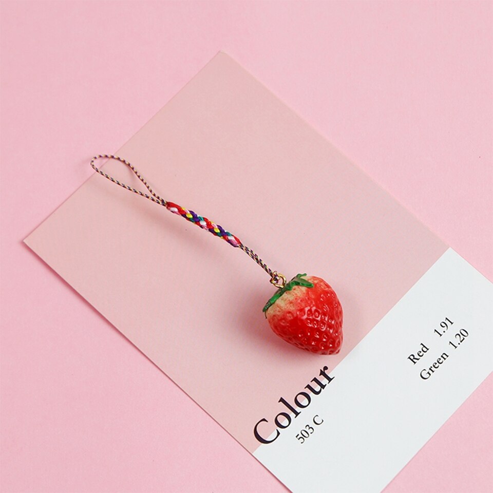 Smart phone Strap Lanyards for iPhone Samsung Xiaomi Huawei Cute Girl Strawberry Decor Mobile Phone Strap Rope SmartPhone Charm: Silver / Gray