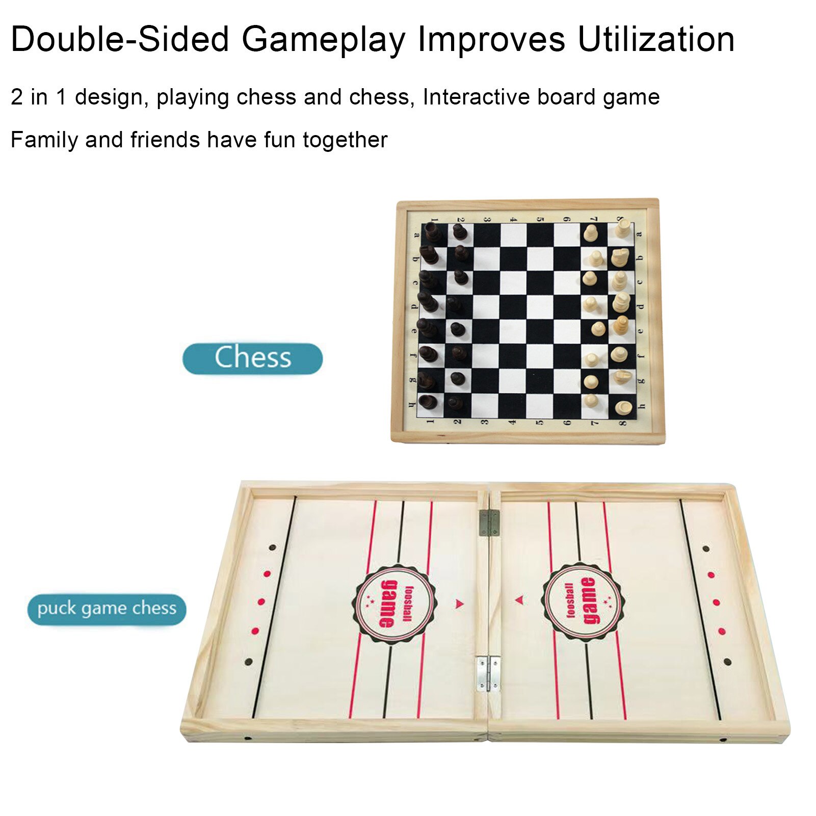 Juego de Pelota plegable para desenfundar rápido, dos en uno, para jugar al ajedrez, adecuado para niños y adultos, juegos de madera de Hockey