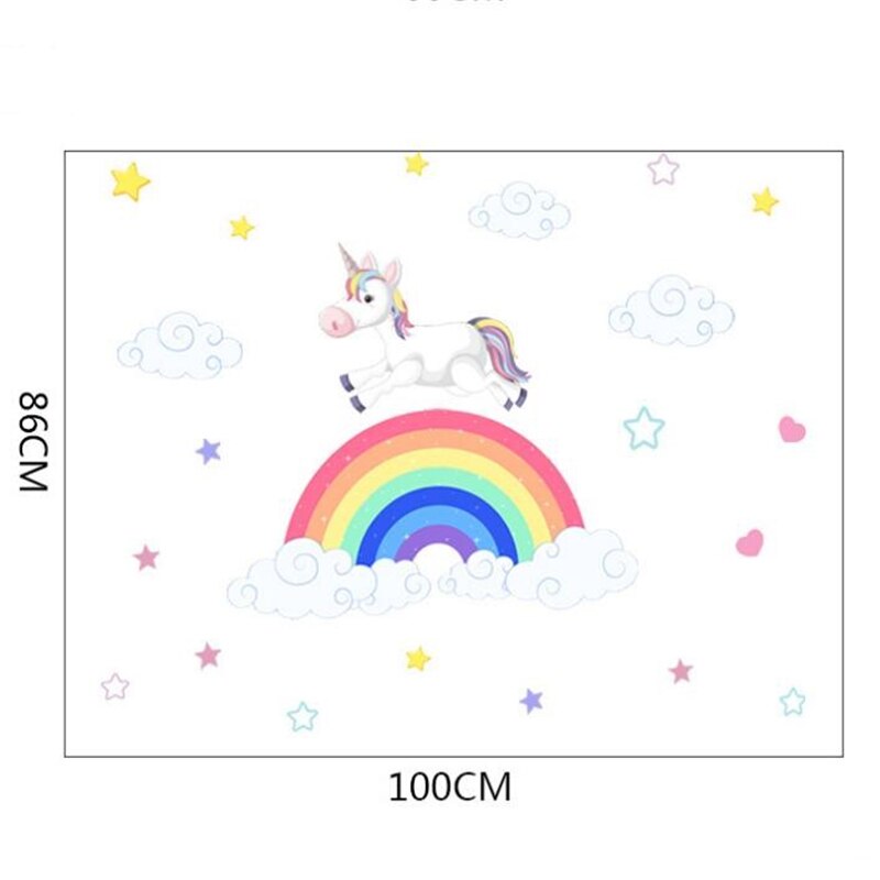 Rainbow Unicorn Wall Sticker Art Mural Living Room Bedroom Waterproof Wall Decoration wall stickers for kids rooms
