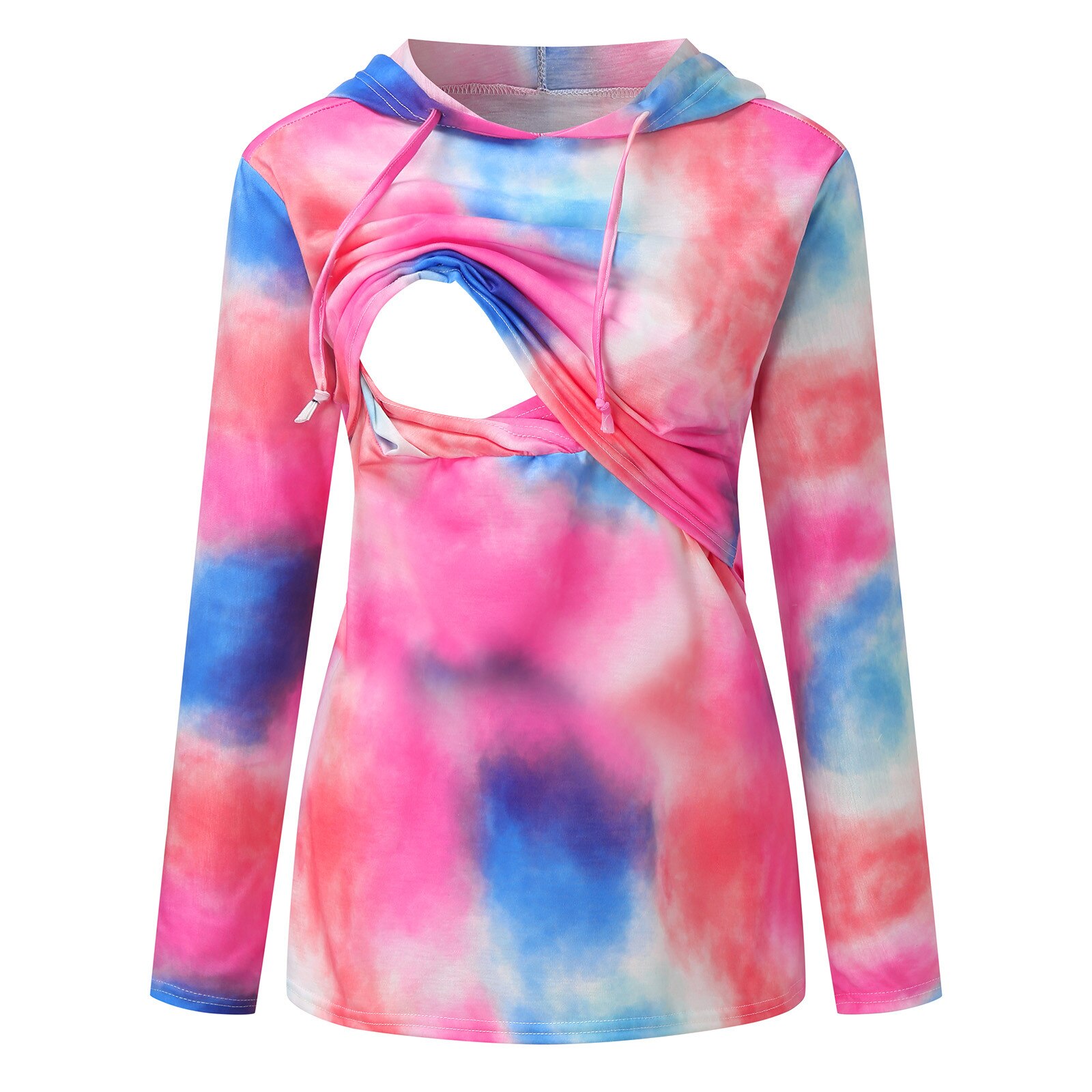 Frauen Mutterschaft Hoodies Lange Ärmel Pflege Hoodie Sweatshirts oben Für Stillen Mama Schwangere Mutterschaft binden-Farbstoff Mit Kapuze L3