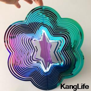 Edelstahl Schlagen Herz Wind Spinner Metall 3D Rotierenden Windspiele Dekor Haus Hängen Anhänger Ästhetischen Zimmer Dekor Handwerk: bunt 25cm Stern