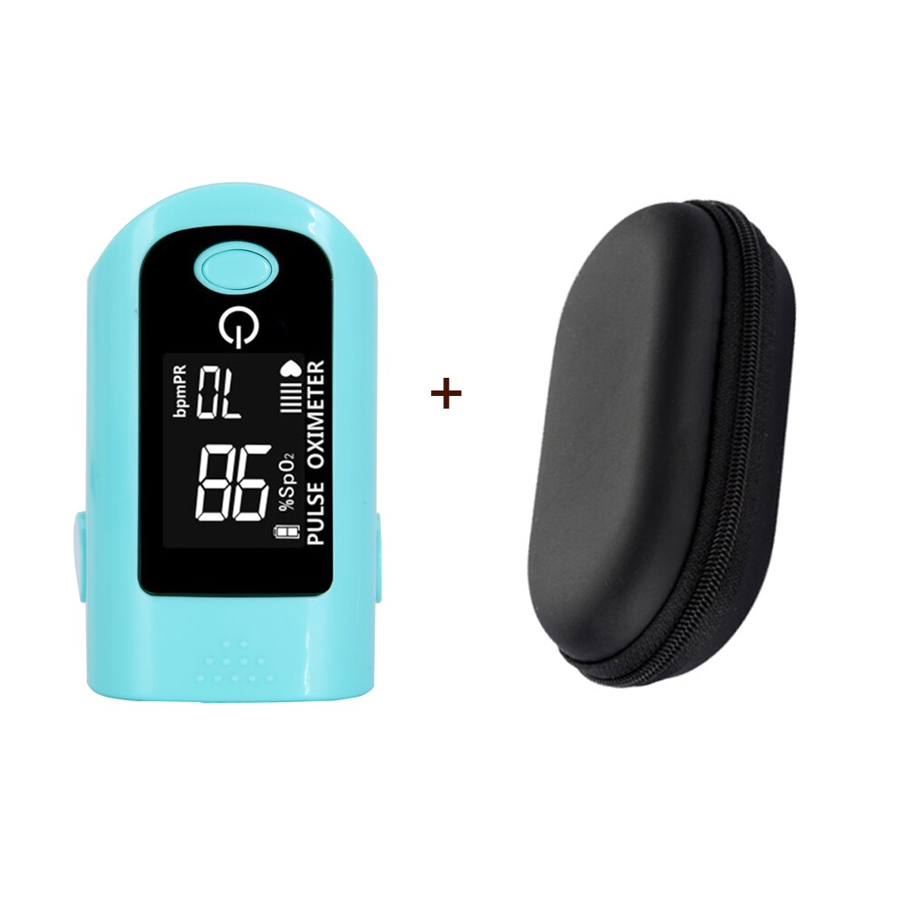 Olieco Vingertop Pulsoxymeter Portbable Bloed Zuurstofverzadiging Meter Thuis Alarmerende SPO2 Pr Momitor 6 Modi Lcd Display: Blue and box