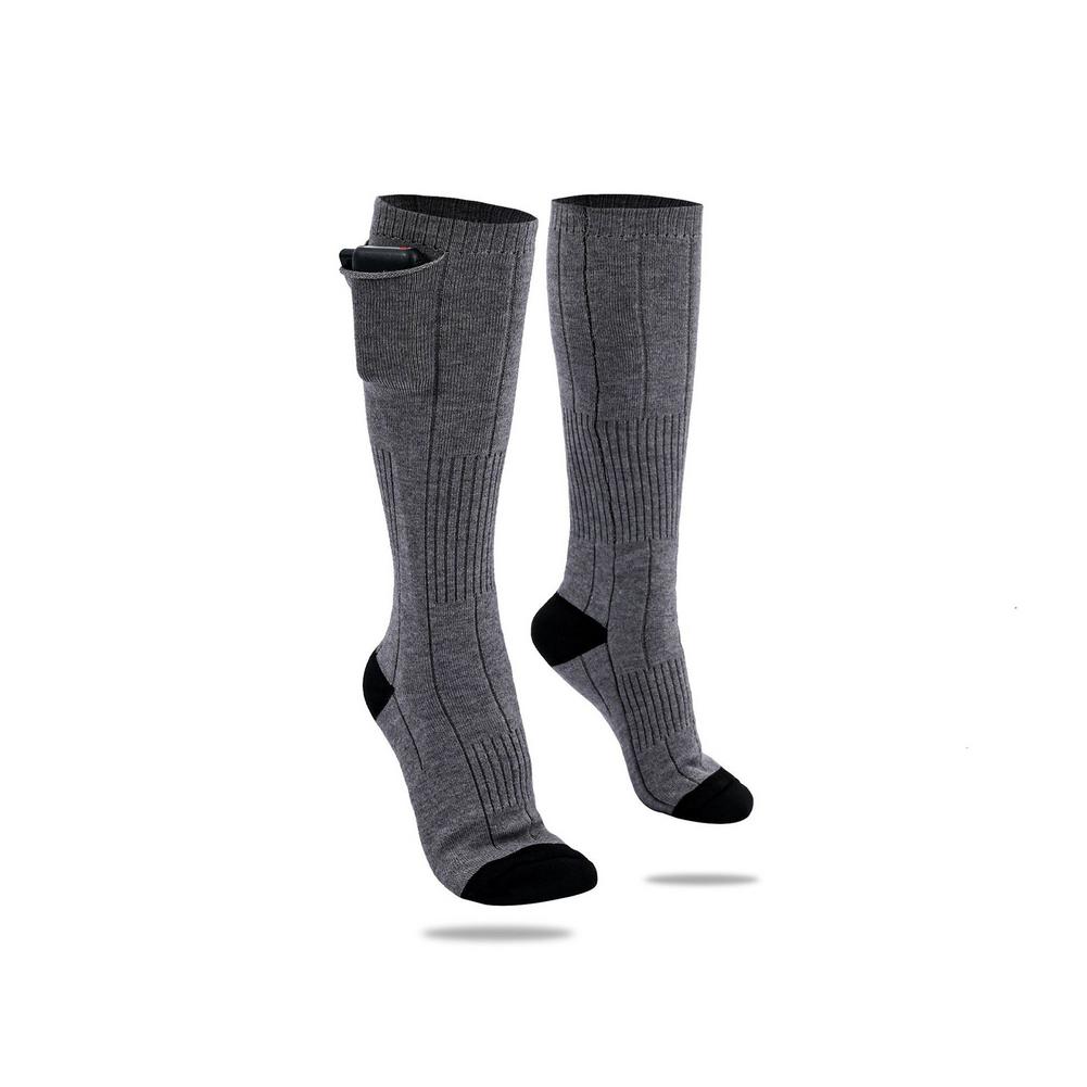 Heated Socks - 2000mAh Battery - 3 Temperature Settings - Unisex Carbon Fiber Heating: Gray
