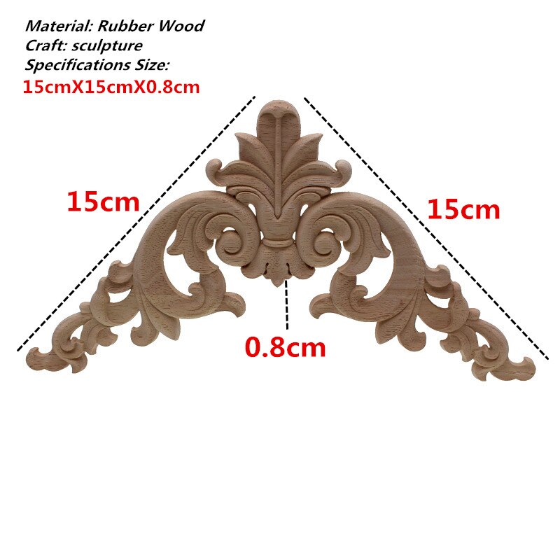 Vzlx treskåret onlay applikasjoner snekker ramme dekal møbler dekorasjon tre håndverk dekorativ blomst ornament: 15 cm x 15cm