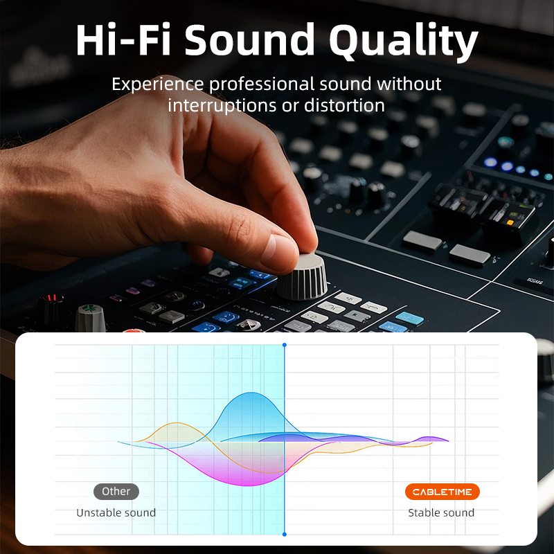 CABLETIME Jack 3,5 mm a 6,35 mm Micrófono Enchufe de audio para amplificador Altavoz Cable auxiliar Conector de 3,5 mm Aux a 6,35 mm Adaptador eléctrico