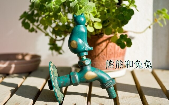 !! tap animal garden antique European tap washing machine leading green cat