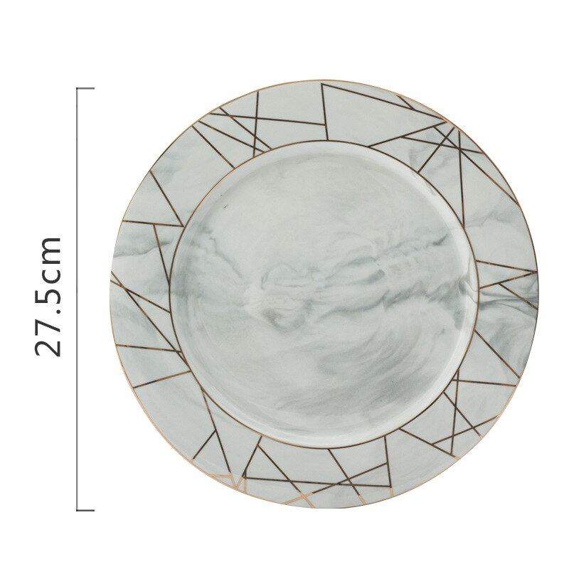 1pc glod geometri diamant marmor keramisk middag flad plade opvaske salat plader desset plade sousplat dekorative bordservice