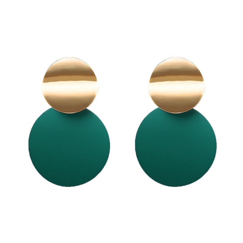 Trendy Zwarte Ronde Metalen Oorbel Voor Vrouwen Goud Glanzend Glad Lange Oorbellen Statement Sieraden Pendientes Bijoux
