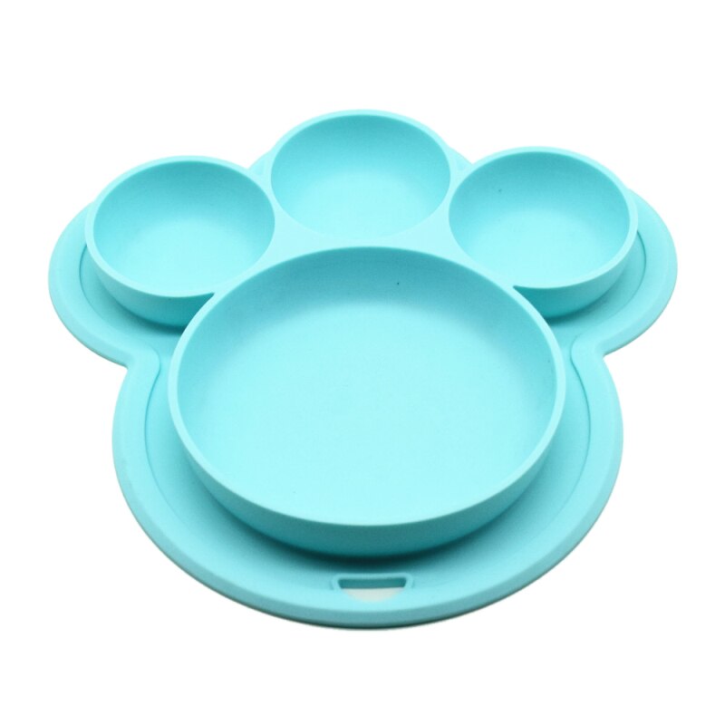 Baby Silicone Plate Kids Bowl Baby Plates Bear Cute Paw Toddler Plate Kids Happy Mat Suction Table Food Tray