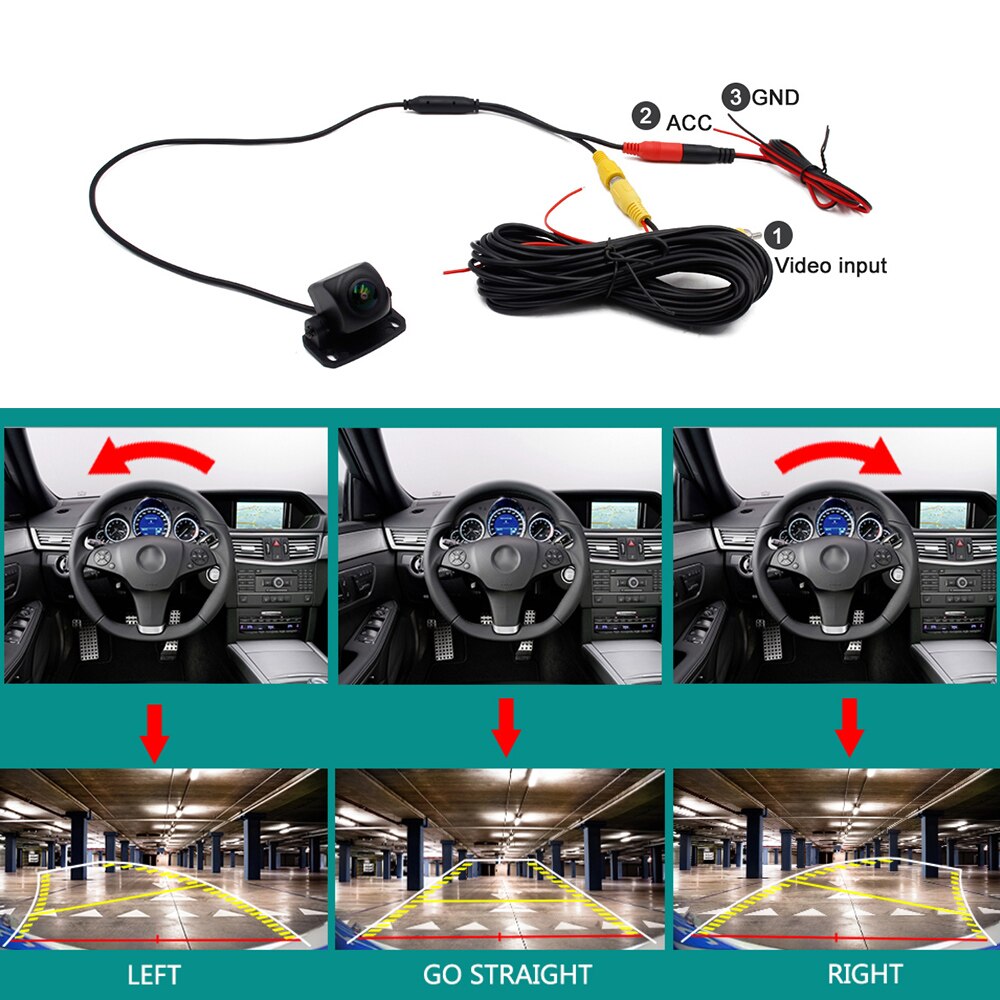Smartour HD 1080P Fisheye Lens Car Reverse Backup Rear View Camera Dynamic Trajectory Parking Line Vehicle Parking Track Camera