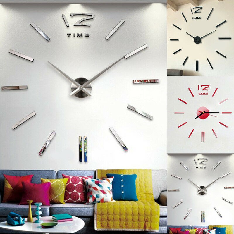 Espejo de pared grande 3D moderno, Espejos decorativos, superficie, reloj de pared, pegatina para casa, oficina, habitación, espejo DIY, decoración, recién llegado
