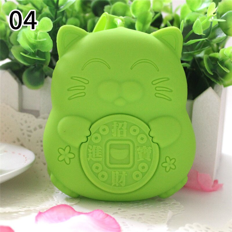 Silicone Cute Lucky Fortune Cat Vintage Coin Bags Wallet Women Key Case Bag Key Holder Purse Bag Organizer Bag: 04