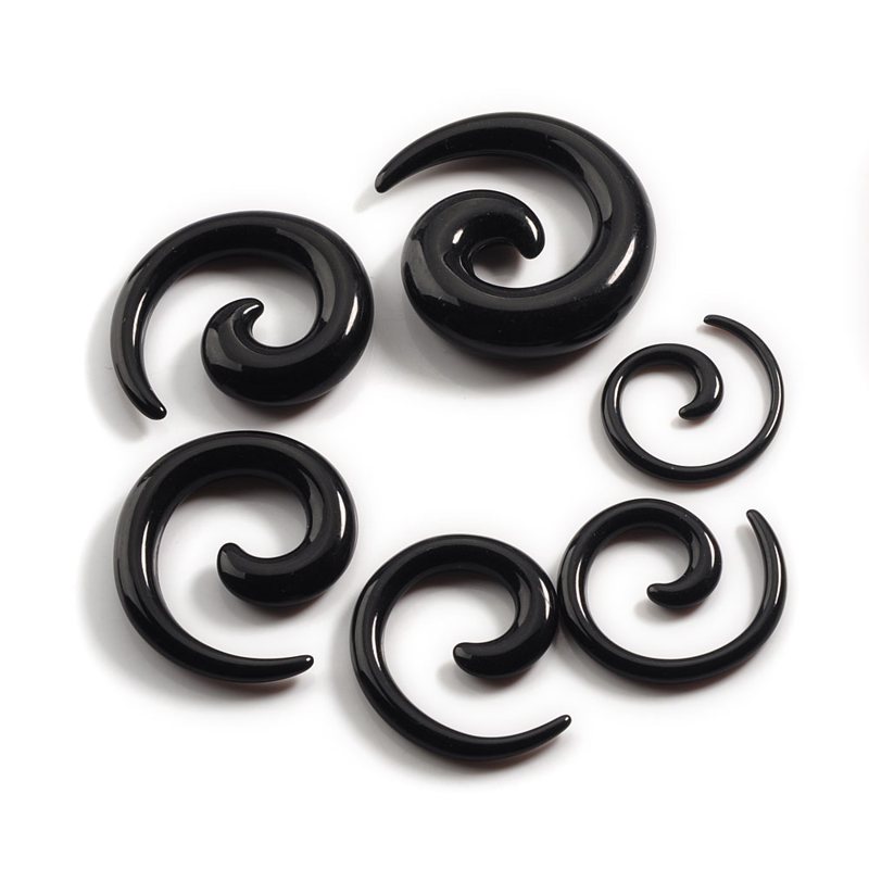 12 stücke Chic Spirale Ohr Taper Gauge Acryl Ohr Stecker Expander Bahre Flesh Tunnel Kit Piercing Körper Schmuck: Schwarze Gewehr überzogen