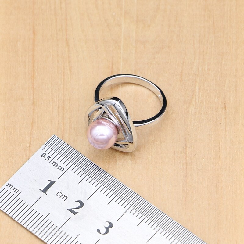 Conjuntos de joyas de plata de ley 925 para mujer, cuentas de perlas rosas, decoración para , joyería de plata, 4 Uds.