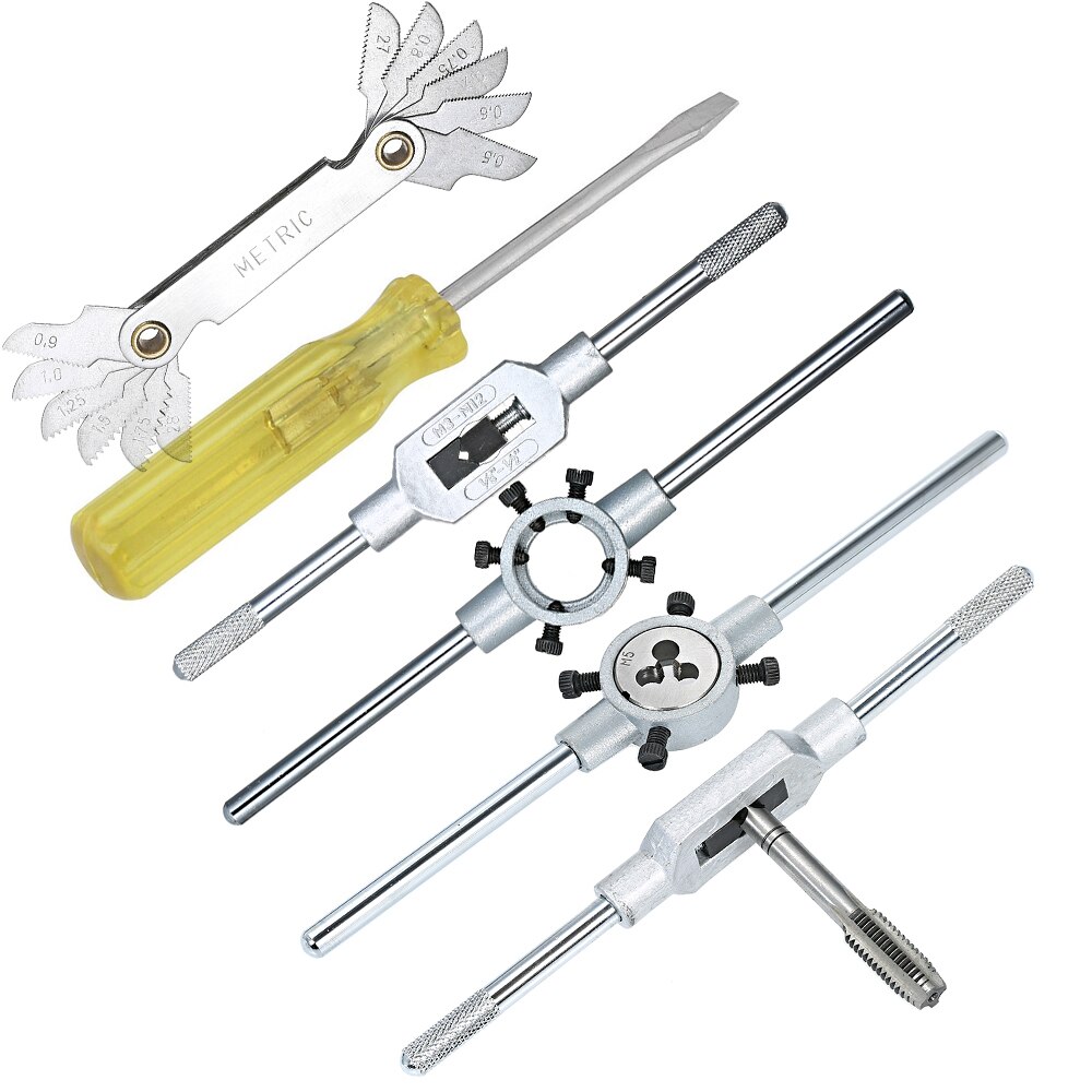 32 Uds HSS Grifo y Die Set métrico llave de corte M3-M12 de carburo de tungsteno grifo morir rosca de tornillo herramienta de fabricación poco conjunto ingeniero Kit