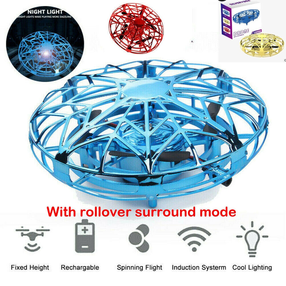 Mini Drone Quad Induction Levitation UFO LED Light USB Charging Kids Toy RC Airplanes