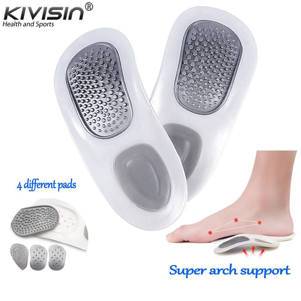 Flat Foot Orthopedic Insoles 4 Replaceable Insoles 3-Point Arch Support Insoles Shock-Absorbing Foot Massager Relieve Foot Pain