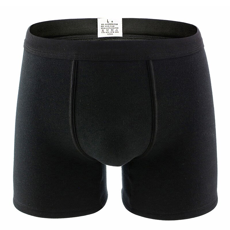 Men's Add Velvet Underwear Winter Thick Cotton Keep Warm Shorts Plus Long Legs Boxers Pants Boxershorts Men thermal Underpants: Black / 4XL