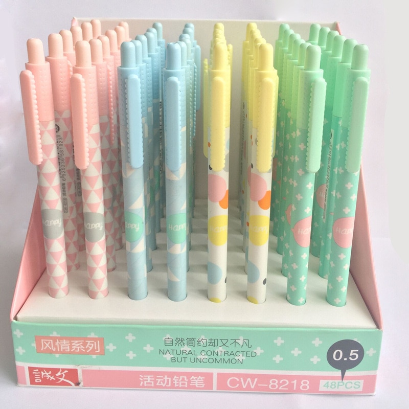 48pcs Kawaii Mechanical Pencil Lead 0.5mm 0.7mm Cute Cartoon Lovely Automatic Pencils for Kids School Stationary Items Supplies