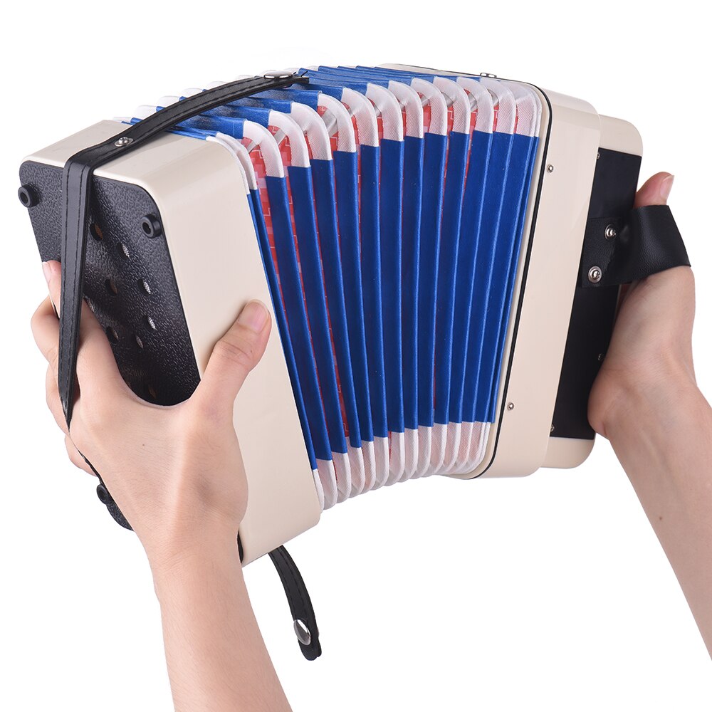 Mini 10- knapper børne harmonika legetøj understøtter bas akkorder 14 noder med renseklud pædagogisk musikinstrument til børn