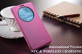 Para LG G3 Quick Circle Case funda de lujo con tapa trasera con función de carga inalámbrica NFC y Qi: international rose