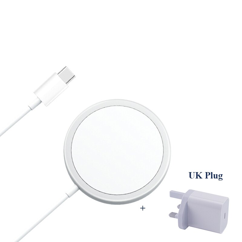 Magnetische Drahtlose Ladegerät mit USB-C Integrierte Kabel Tragbare für praktisch 12 Profi Max 15W Qi Magsafing Schnelle Ladung Pad: UK Stecker