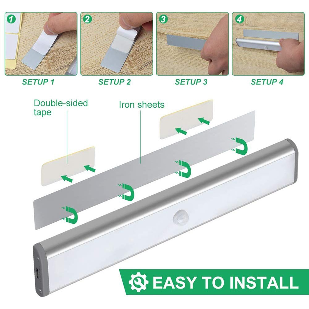 Barra de luz LED móvil sin cables para armario barra de luz autoadhesiva para armario, luz nocturna con batería, accesorios para armario de cocina