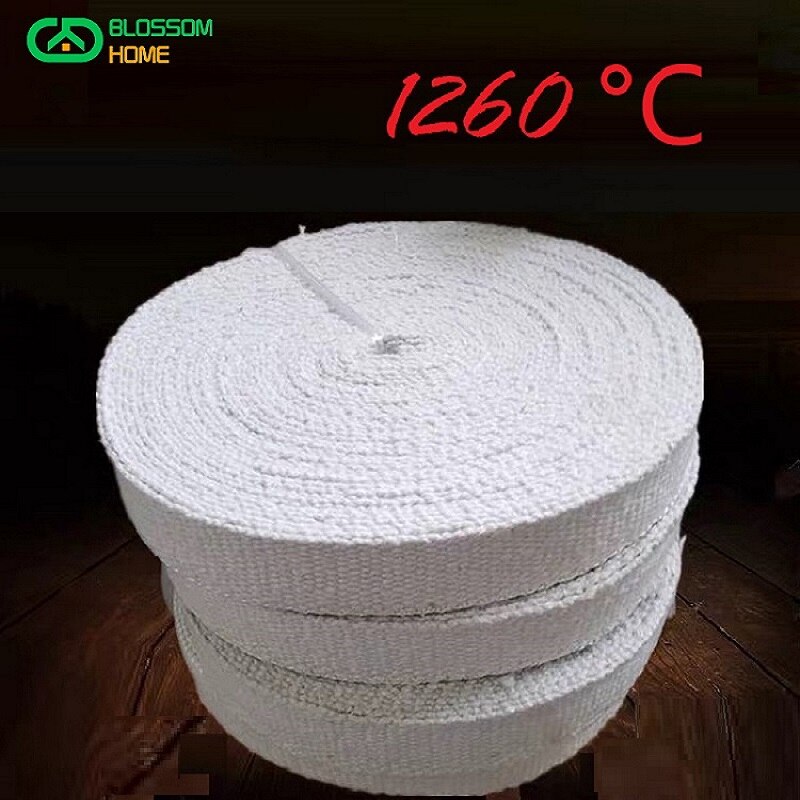 Ceramic Fiber Webbing Anti-high Temperature 1260 ℃ Pipes and Containers Tape for Heat Insulation Width 3CM 5CM 10CM Lenght 5M