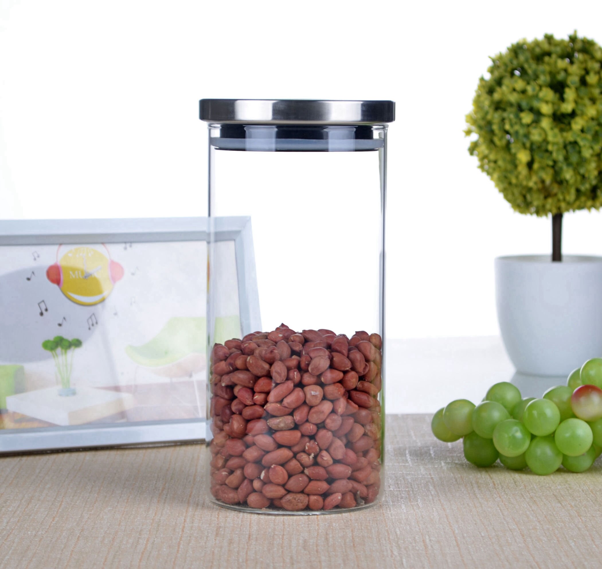 Sized Heat Resistant Glass Candy Food Tea Candy Storage canister w/ Lid