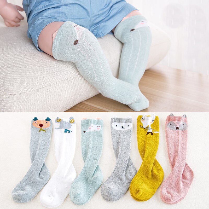 Baby Sokken Mooie Cartoon Pasgeboren Baby Lange Sokken Zomer Peuter Jongens Meisje Katoen Knie Hoge Sokken: 1 pair green