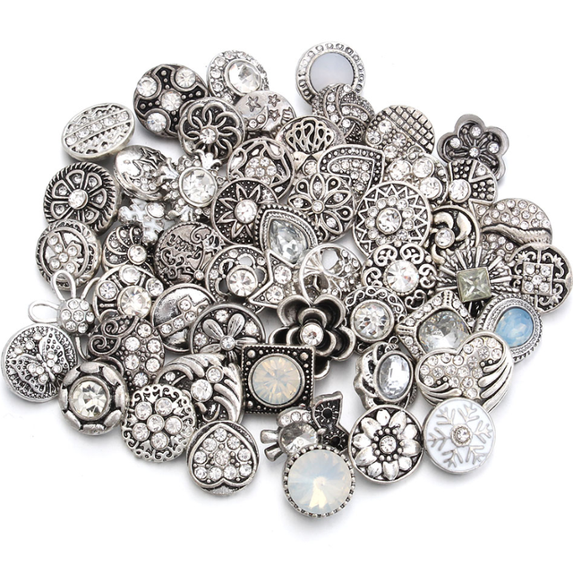 10 Stks/partij 12Mm Snap Sieraden Rhinestone Flower Cross Mini 12Mm Metal Snap Knoppen Fit Snap Armband oorbellen Ketting: 1