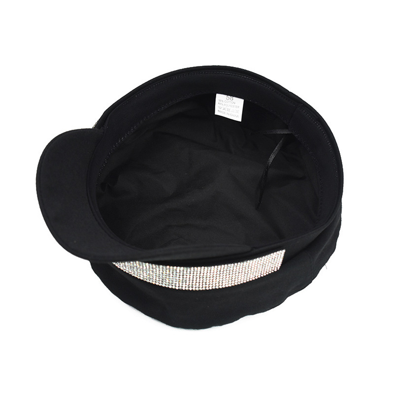 Boné de jornal feminino moda boina paperboy chapéu octogonal chapéus com prata strass cinto bukle para outono inverno primavera